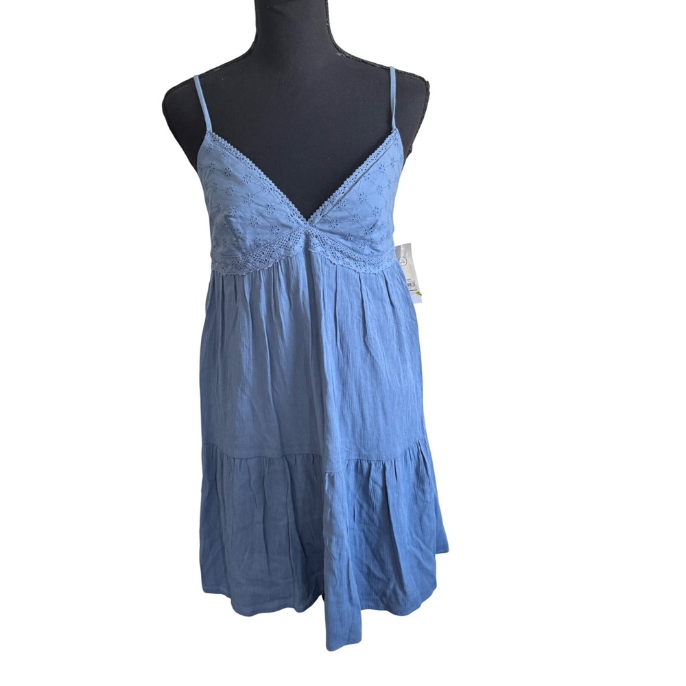 No Boundaries Womens Babydoll Eyelet Mini Dress S Coquette Milkmaid Dainty